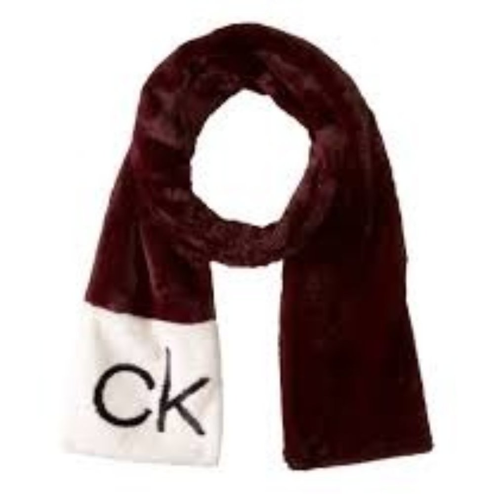 NWT-Calvin Klein CK Logo Faux Fur Scarf